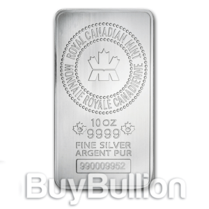 10 oz Royal Canadian Mint silver bar 10oz-RCM-Silver-Bar