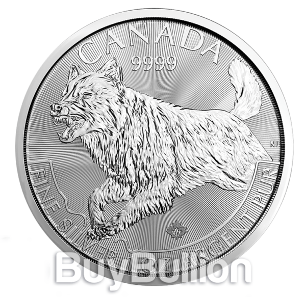 1 oz Wolf 99.99% silver coin RCMWolf-Front