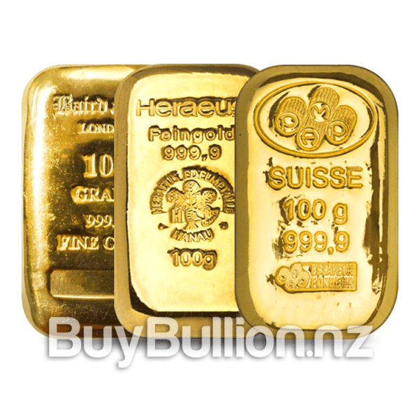 100 gram 99.9% gold bar 