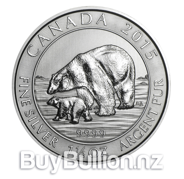 1.5 oz 99.99% silver Polar Bear 2015 coin 