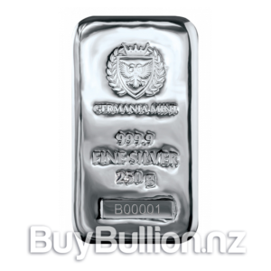 250 gram 99.99% silver Germania Mint bar 