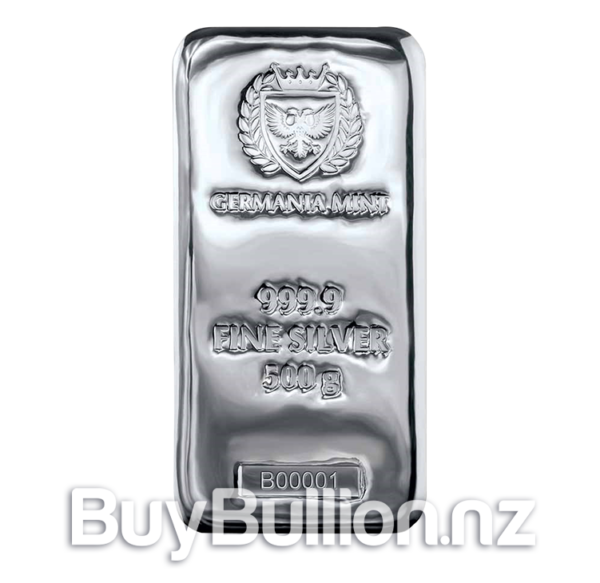 500 gram 99.99% silver Germania Mint bar 