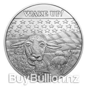 1 oz 99.9% silver Wake up round 