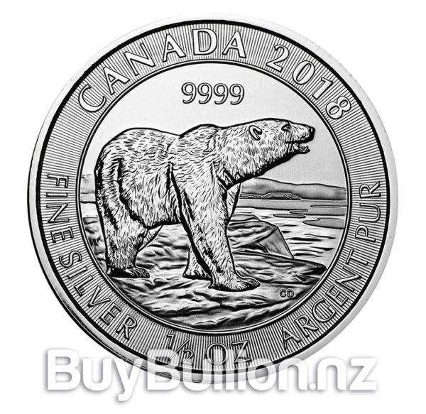 1/2 oz 99.99% silver Polar Bear 2018 coin 