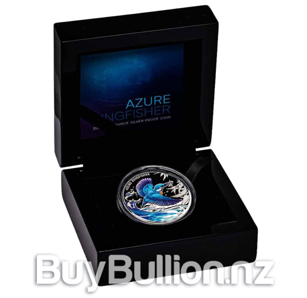 1 oz 99.99% silver Niue Proof Azure Kingfisher coin 2023 